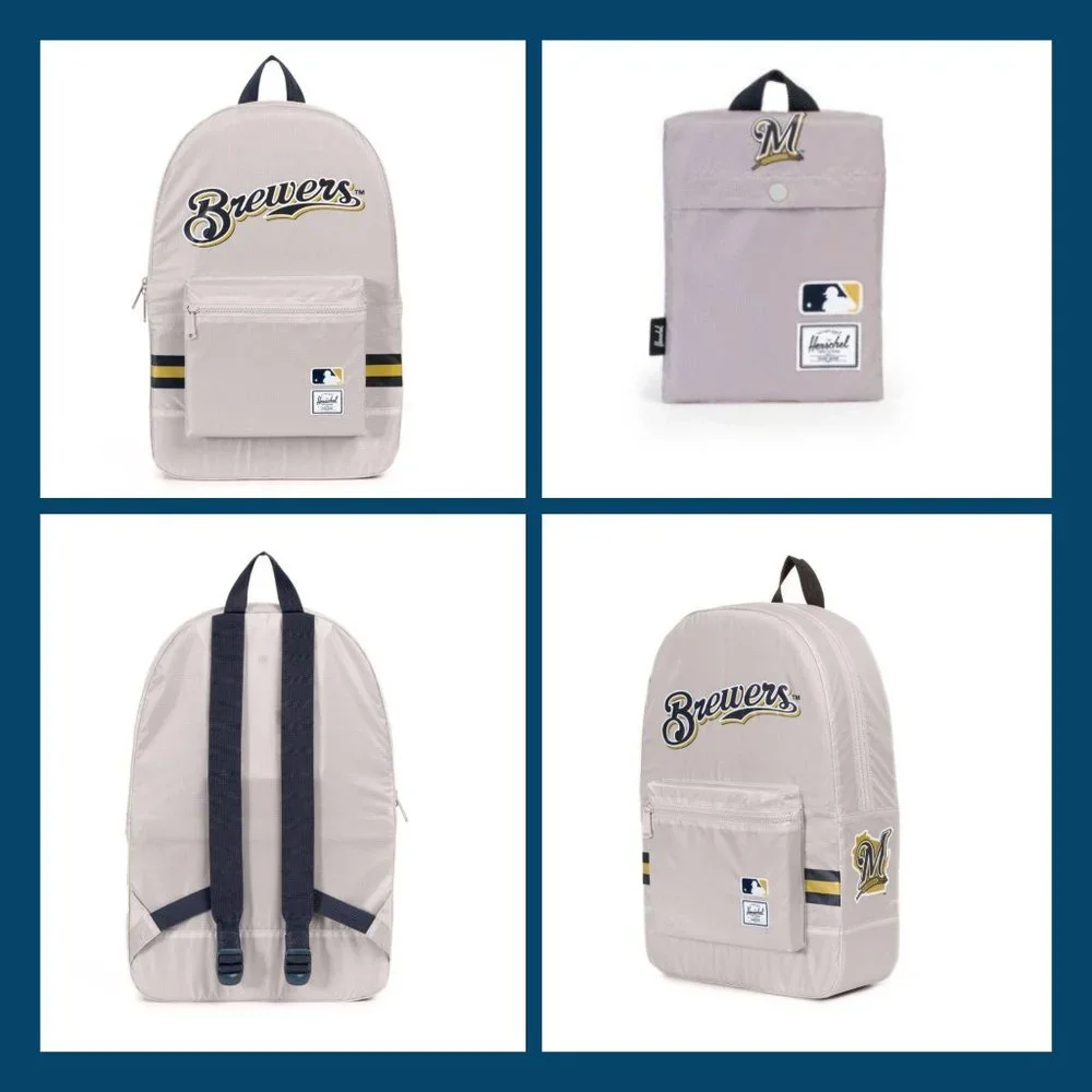 🆕 HERSCHEL Packable Daypack Backpack MLB Milwaukee Brewers Lightweight ⚾️
